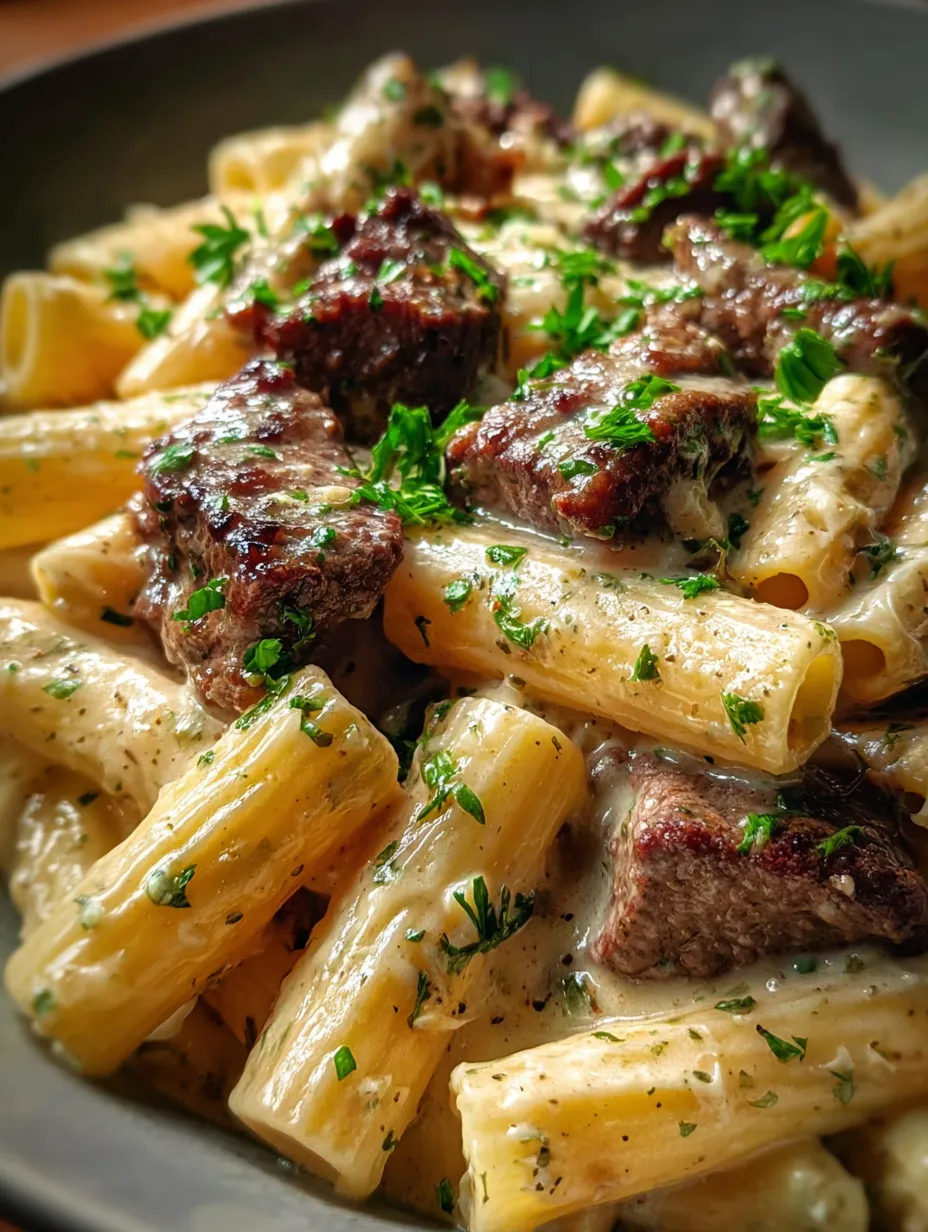 Une assiette de pâtes avec viande et fromage.