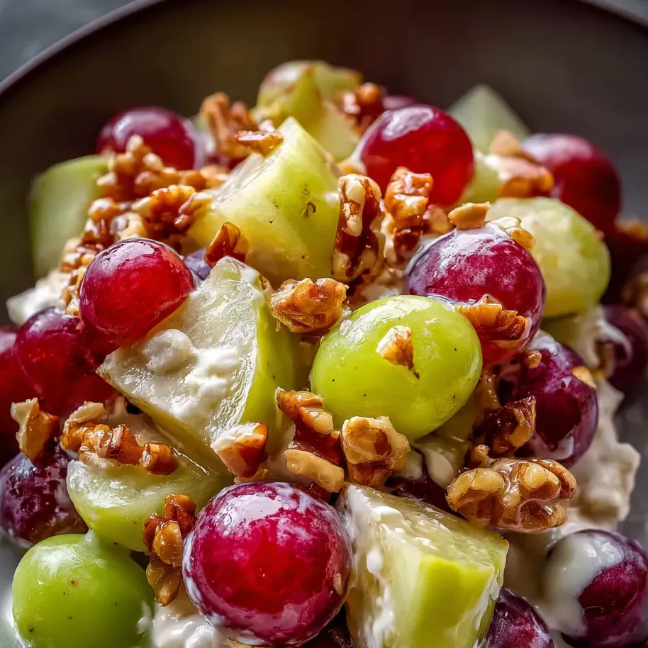 Un bol rempli de fruits : raisins, pommes et noix.