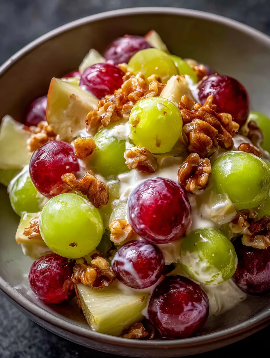 Un bol de fruits avec raisins, pommes, et noix.