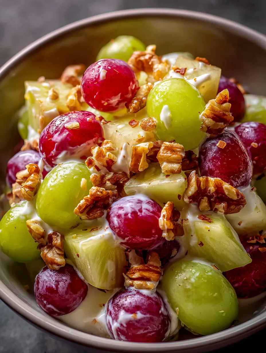 Un bol de fruits avec raisins, kiwi et autres.