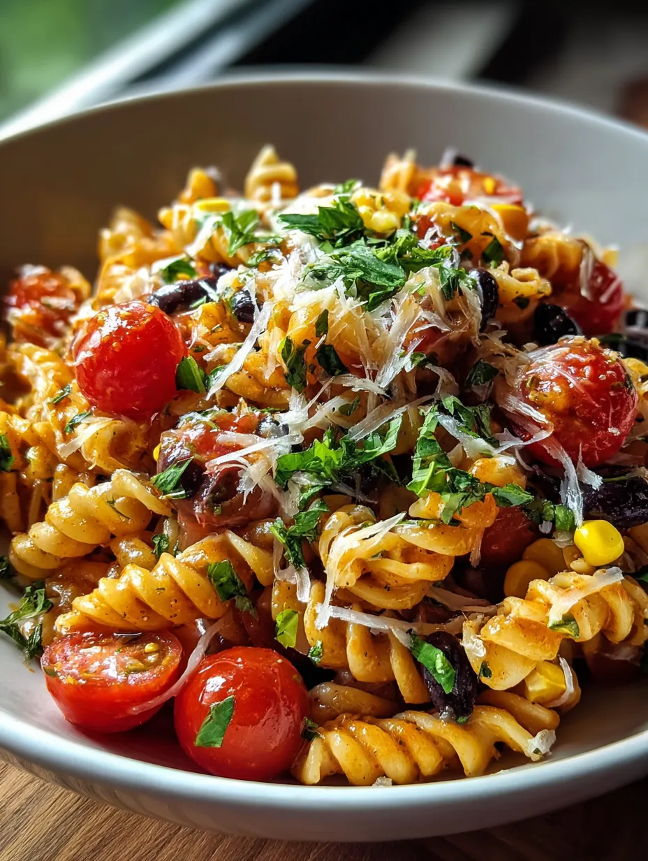 Un grand bol de pâtes avec tomates et fromage.