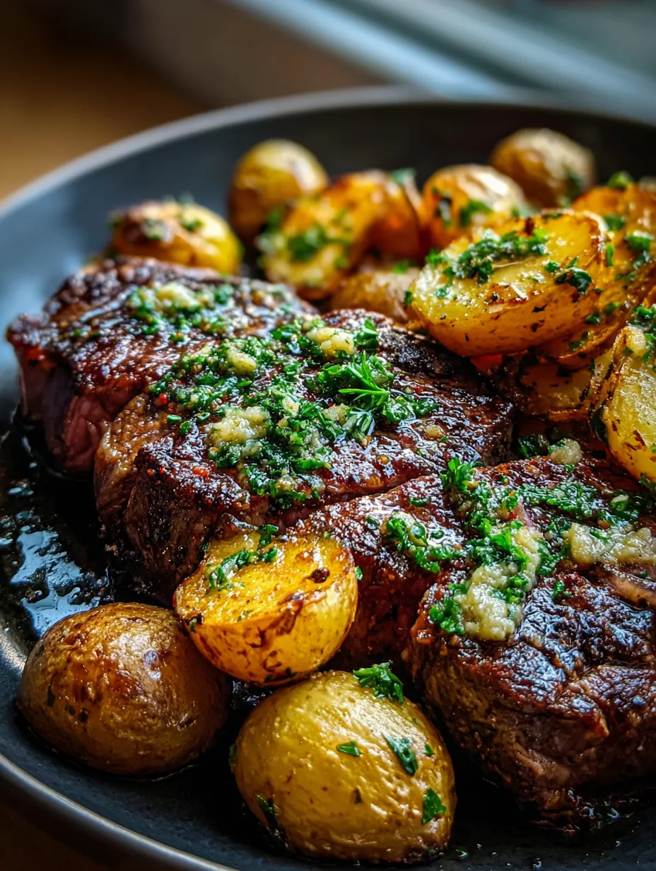Une assiette garnie avec pommes de terre et viande.