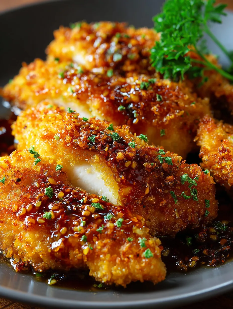 Poulet avec sauce et herbes.