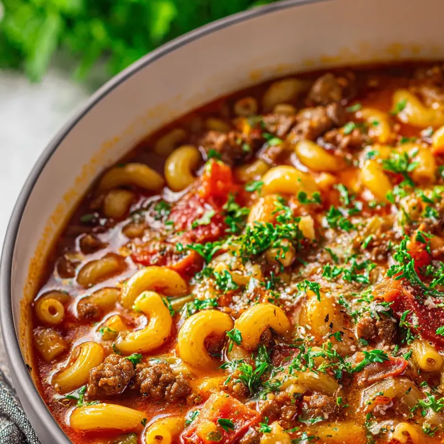 Un bol de soupe avec nouilles et viande.