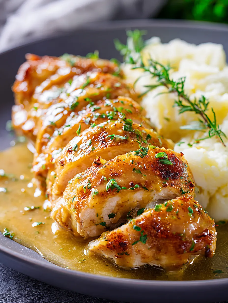 Une assiette avec du poulet et des pommes de terre.