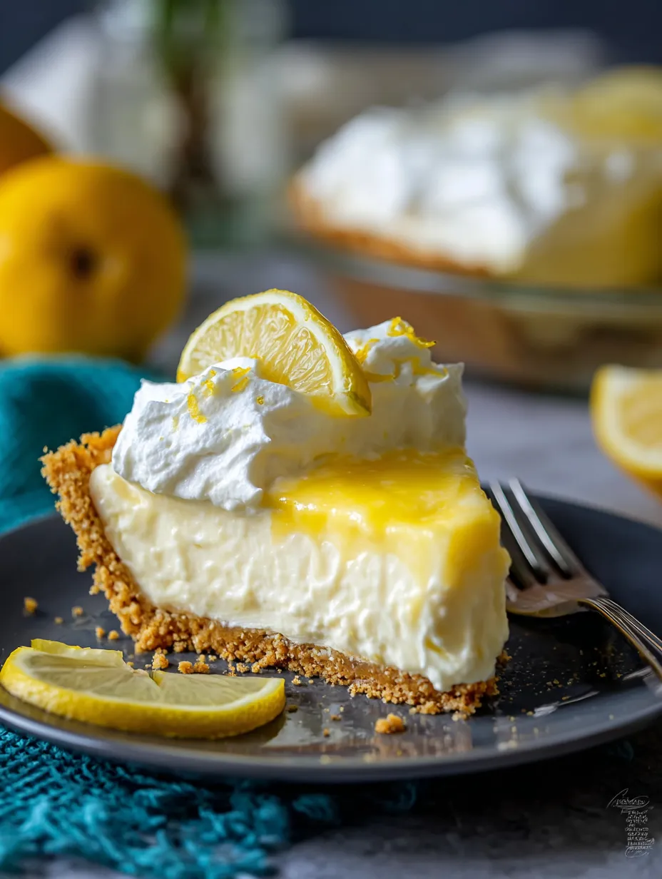 Part de cheesecake citron avec quartier de citron à côté.