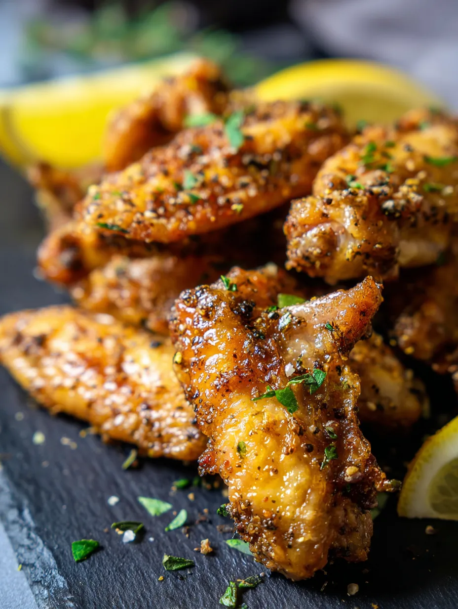 Une assiette de poulet frit avec quartiers de citron.