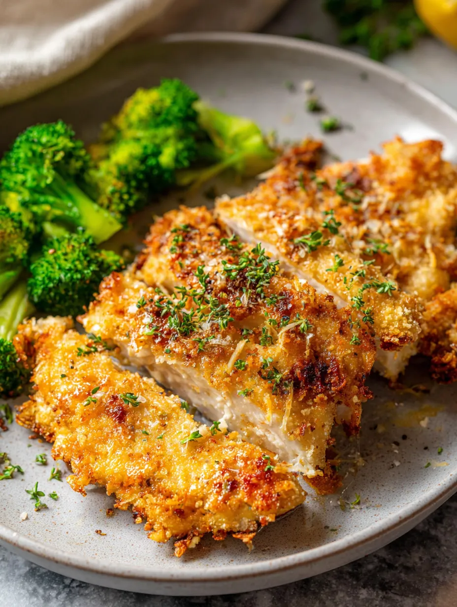 Une assiette de poulet et brocolis.