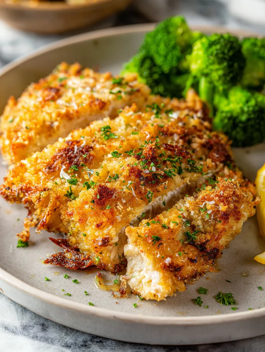 Une assiette de poulet et brocolis.