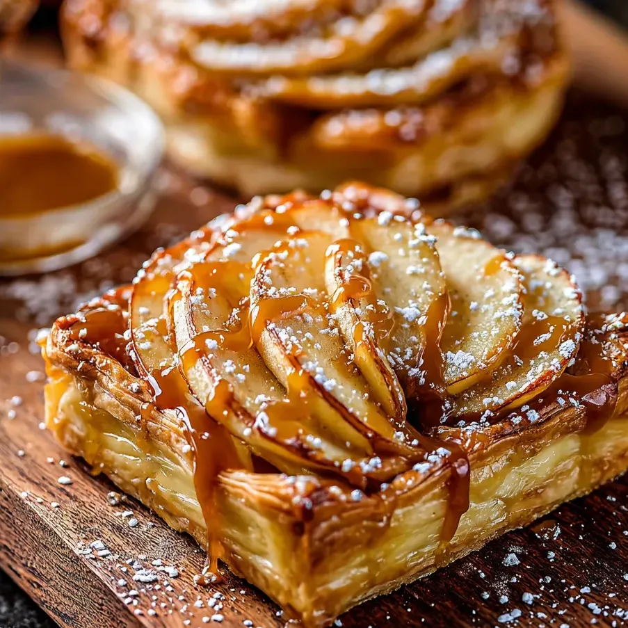 Une tarte nappée de caramel fondant.