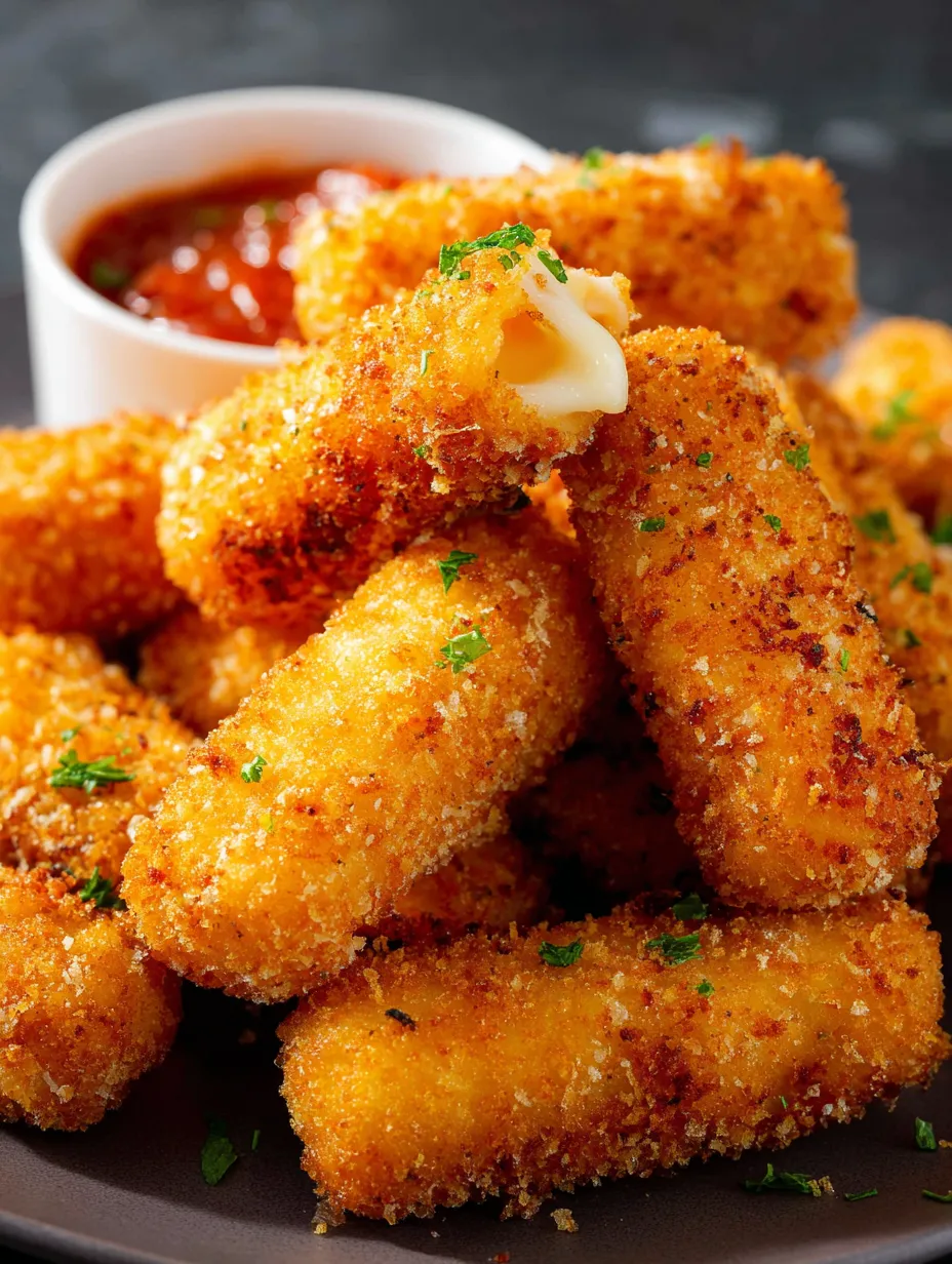 Un bol de bâtonnets de fromage avec une sauce pour tremper.