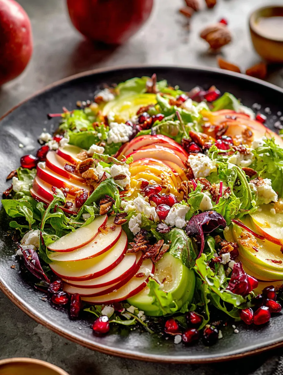 Une assiette de salade de fruits avec pommes, oranges et raisins.