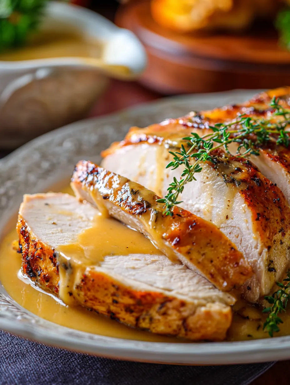 Une assiette de viande nappée de jus.