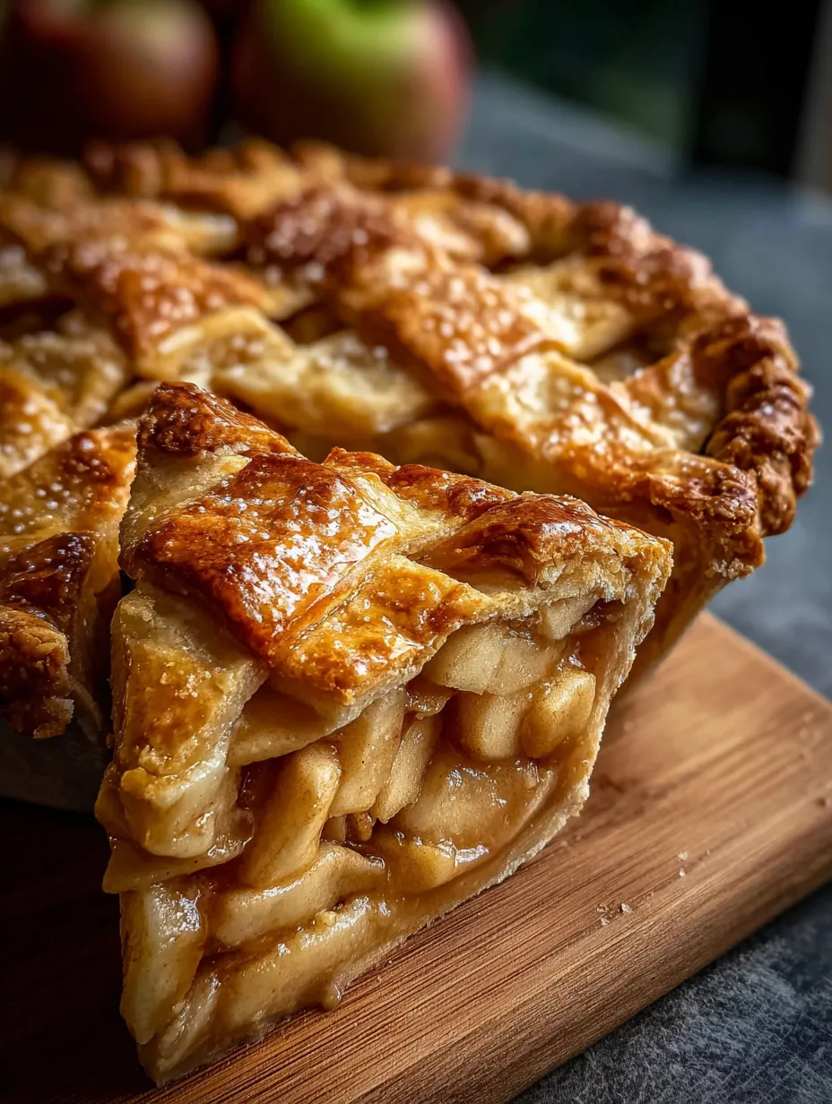 Une part de tarte servie sur une table en bois.