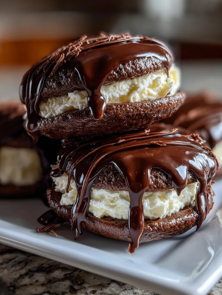 Biscuit au chocolat et glaçage blanc.
