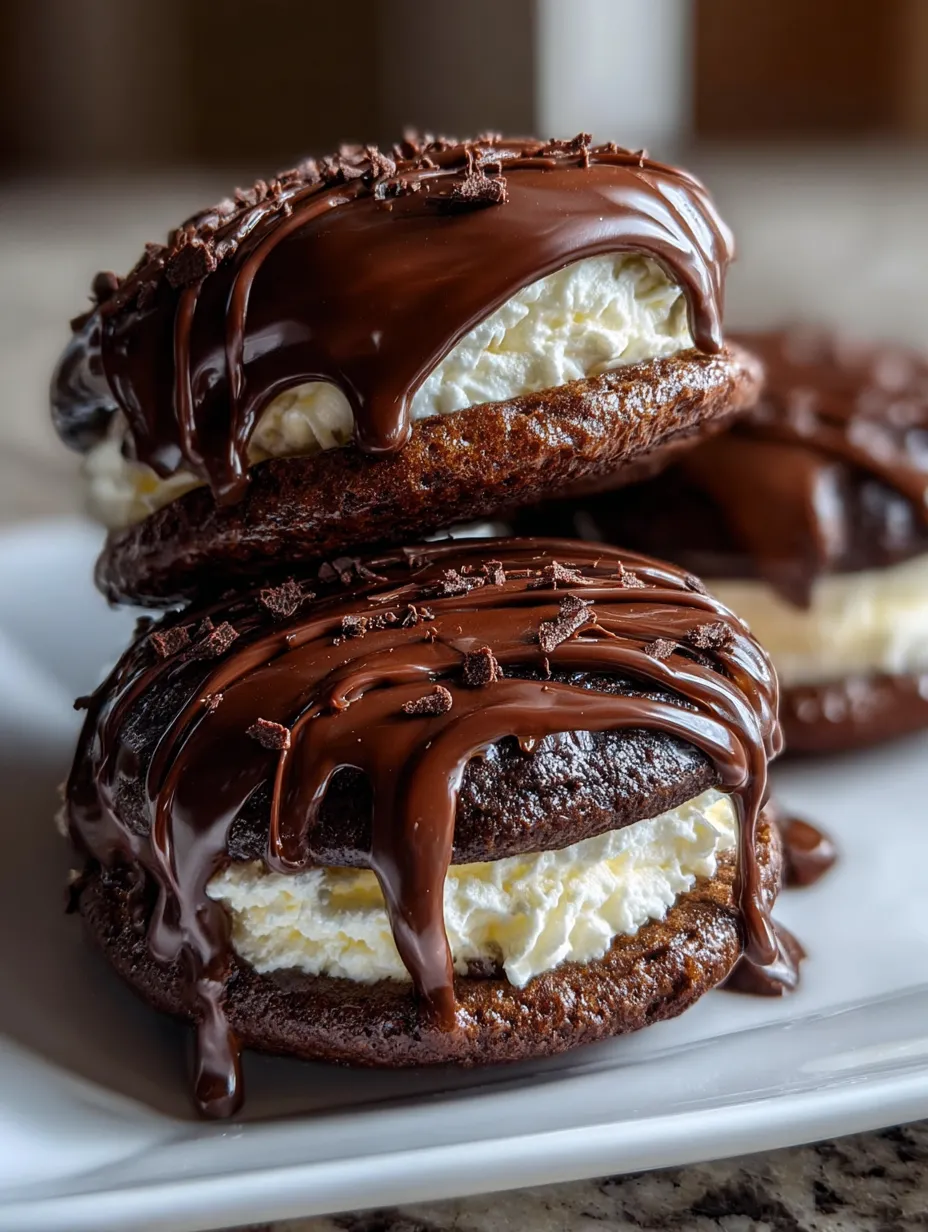 Biscuit au chocolat et glaçage blanc.