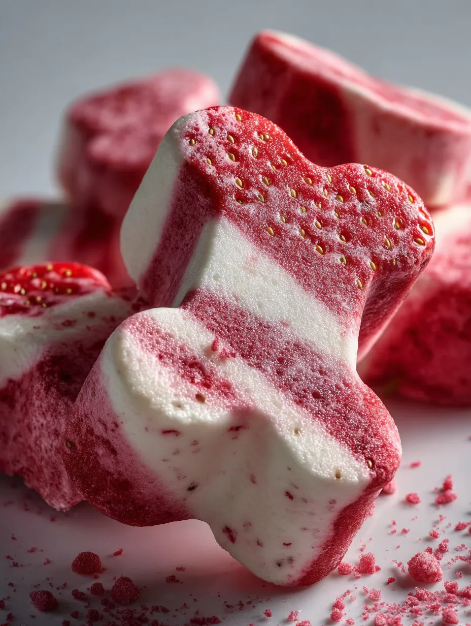 Un bonbon rose et blanc décoré de paillettes dorées.