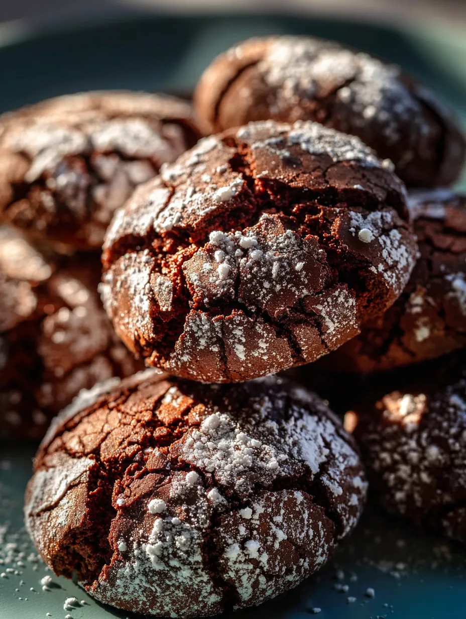 Biscuits chocolatés saupoudrés de sucre blanc.