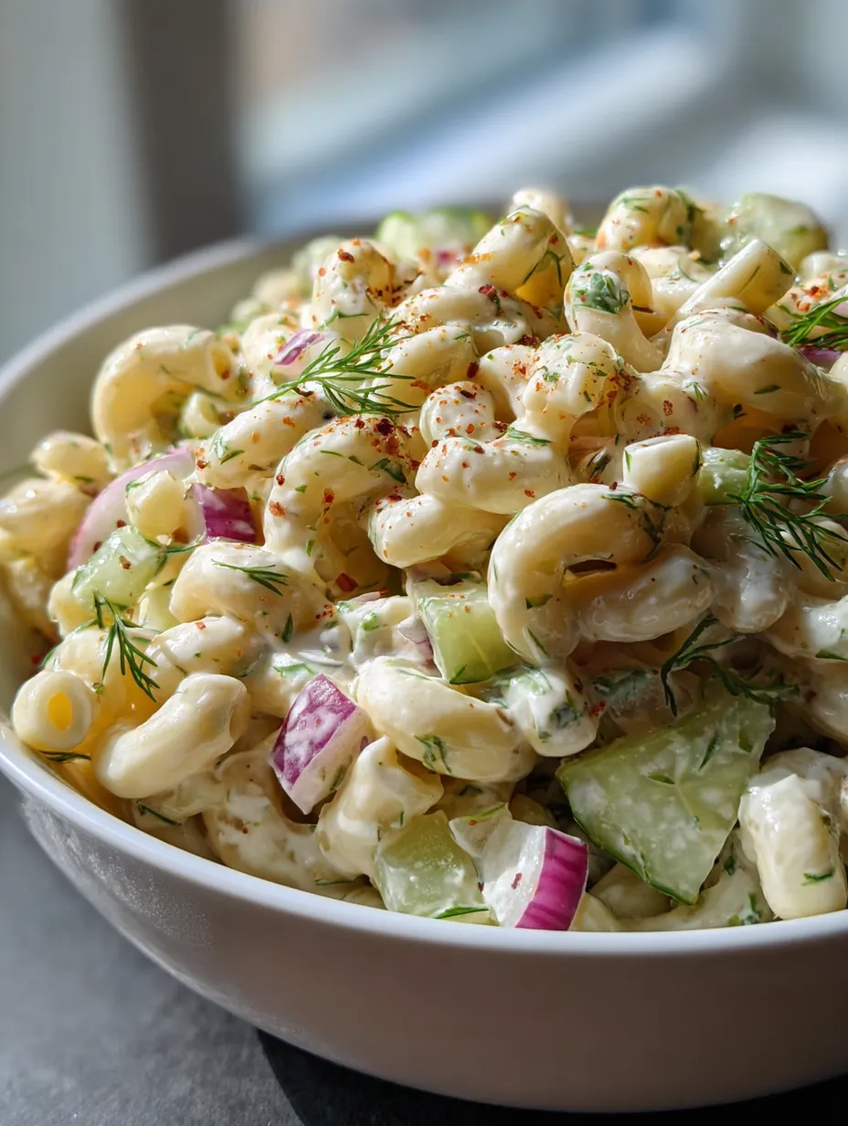 Un bol de salade de pâtes aux légumes.