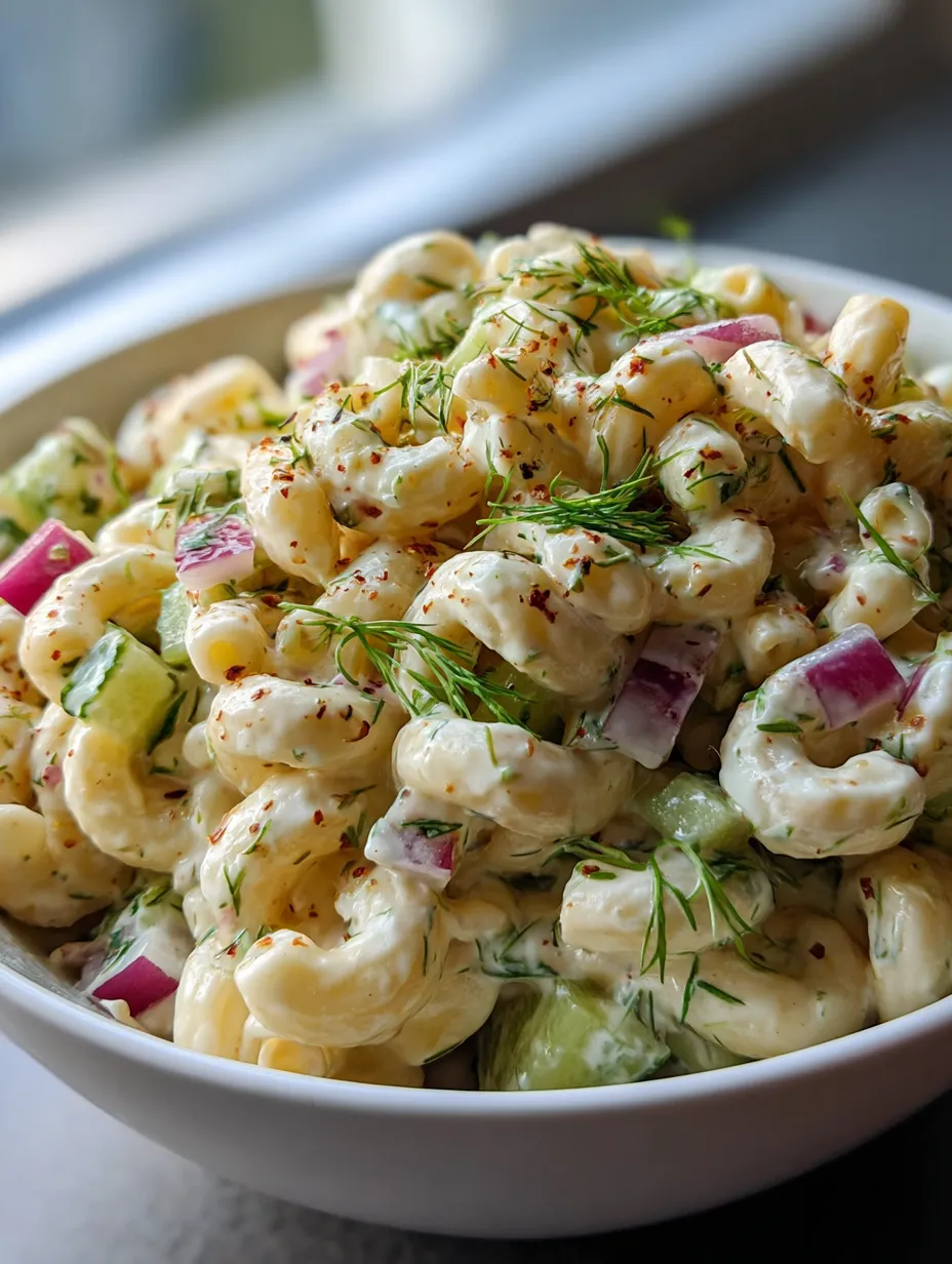 Un bol de salade de pâtes aux légumes.