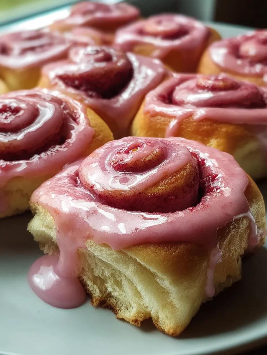 Une pâtisserie couverte d’un glaçage rose.