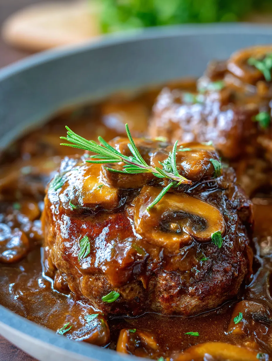 Bol de viande, champis, herbes, bien appétissant.