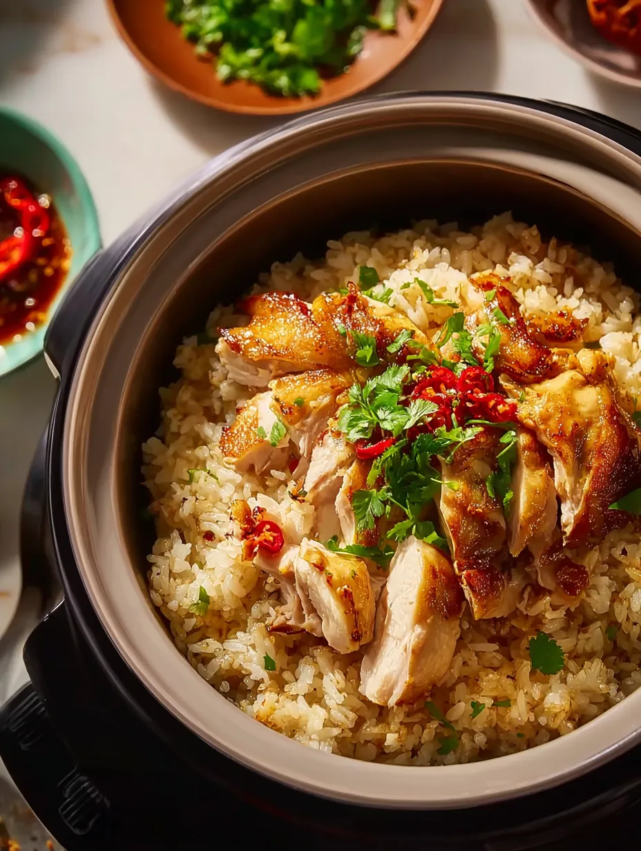 Une marmite remplie de riz et poulet.