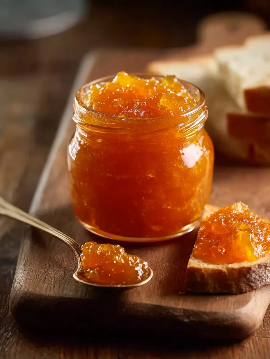 Un bol avec un mélange de fruits, d’agrumes, de miel et d’épices. Une tranche de pain trempe dedans, une autre est posée à côté.