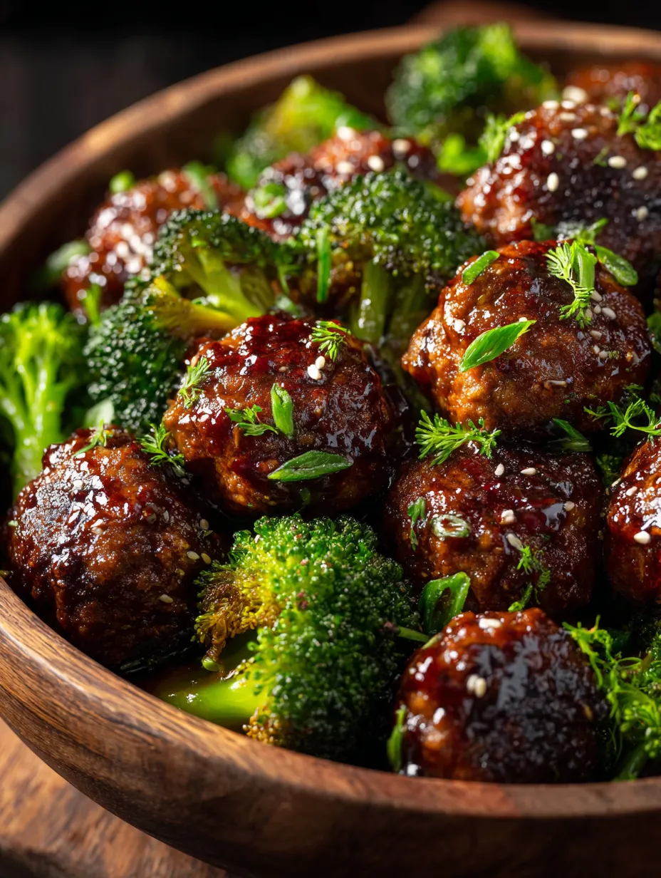 Bol en bois avec viande, oignons et brocoli colorés.