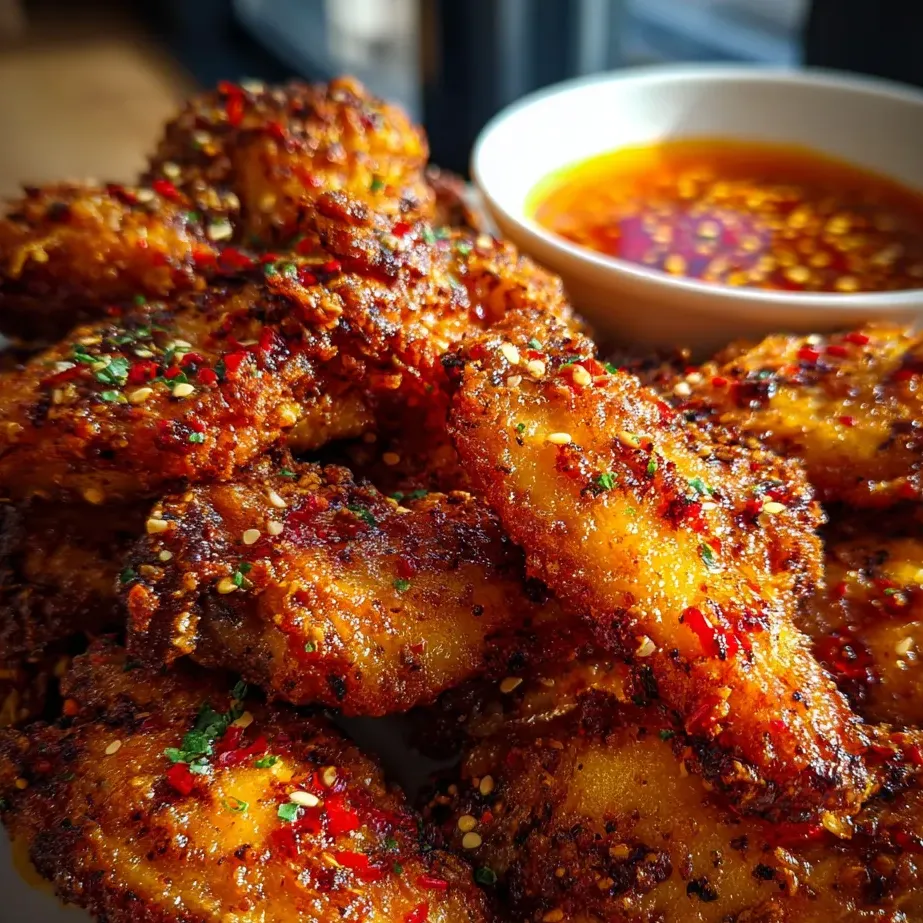 Un plat garni d’ailes de poulet toutes chaudes et nappées de sauce.
