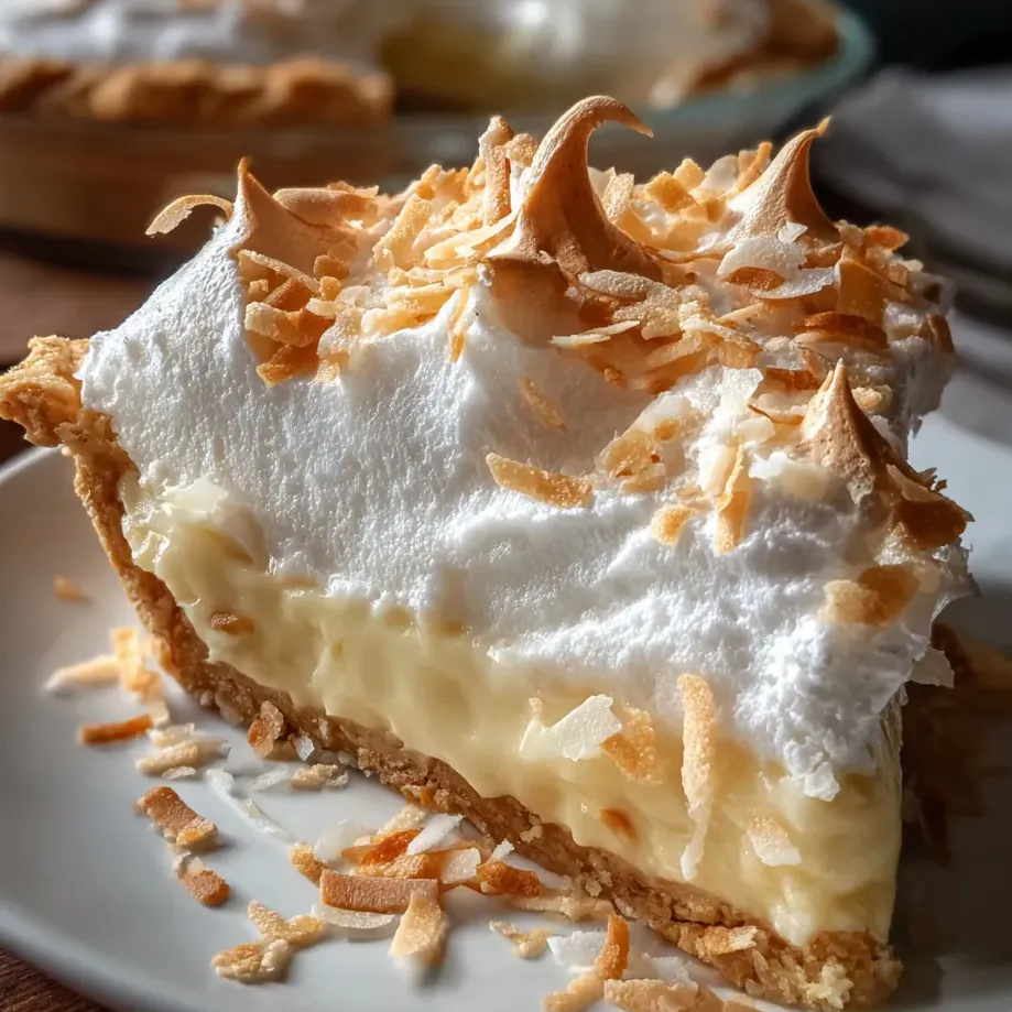 Une part de gâteau au fromage avec des boules blanches sur une assiette blanche.