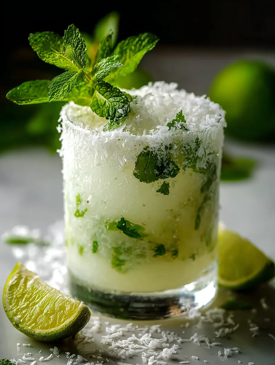 Un verre avec de la menthe fraîche, du citron vert et de la citronnade.