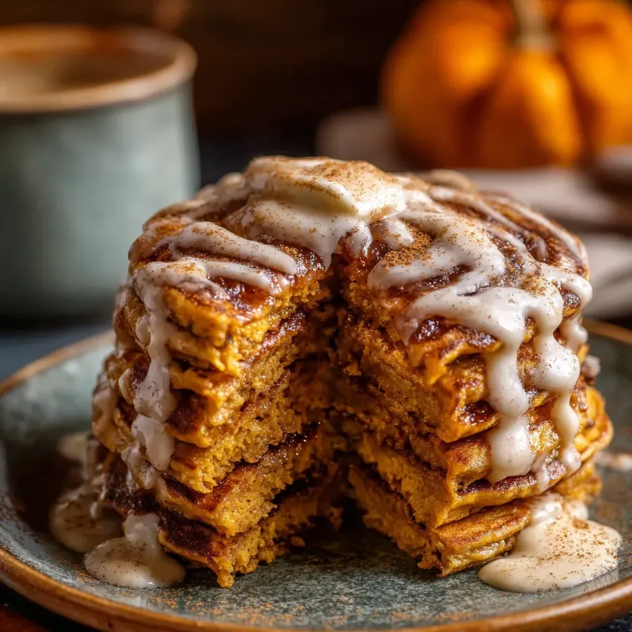 Une assiette de pancakes décorés de sucre et beurre.