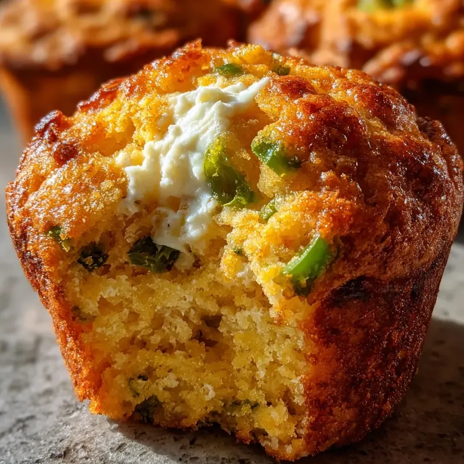 Un muffin garni de fromage blanc et de petits morceaux verts posé sur la table.