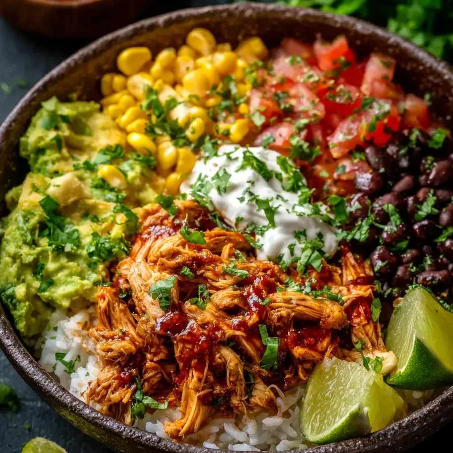 Un bol avec pommes de terre, avocat, tomates, coriandre, lime et haricots noirs.
