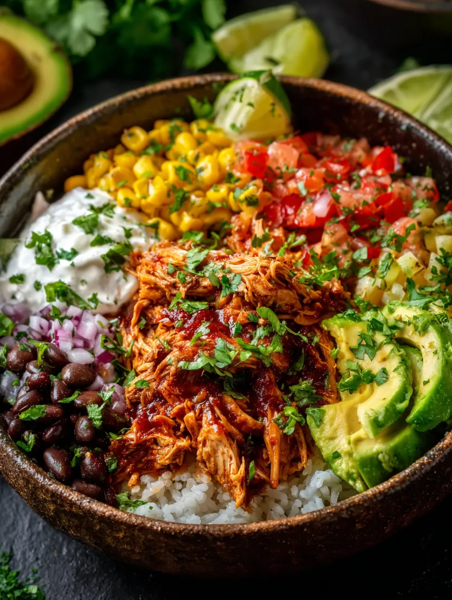 Un gros chaudron noir plein de riz, patates, avocat, tomates, citron vert, coriandre, haricots et poulet.