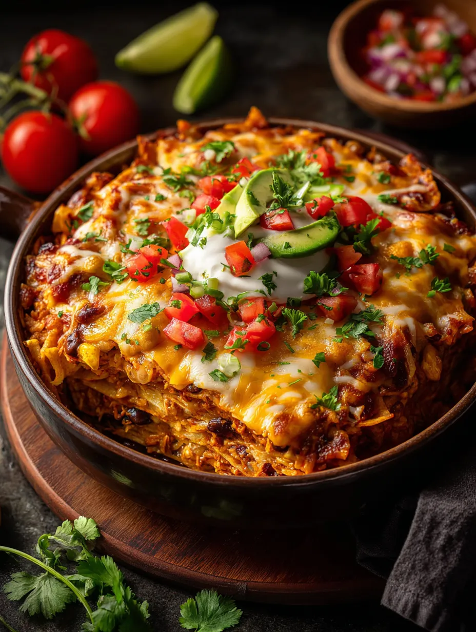 Un plat géant gratiné avec tomates, oignons, fromage et une garniture généreuse.
