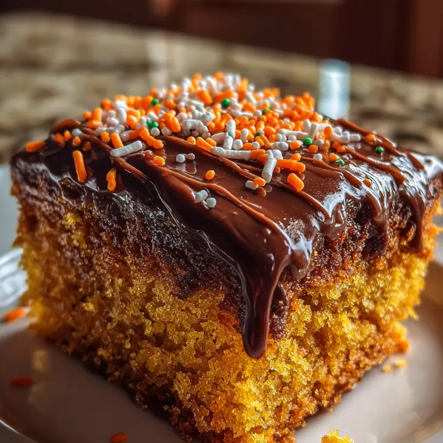 Une part de gâteau avec glaçage chocolat sur une assiette blanche.