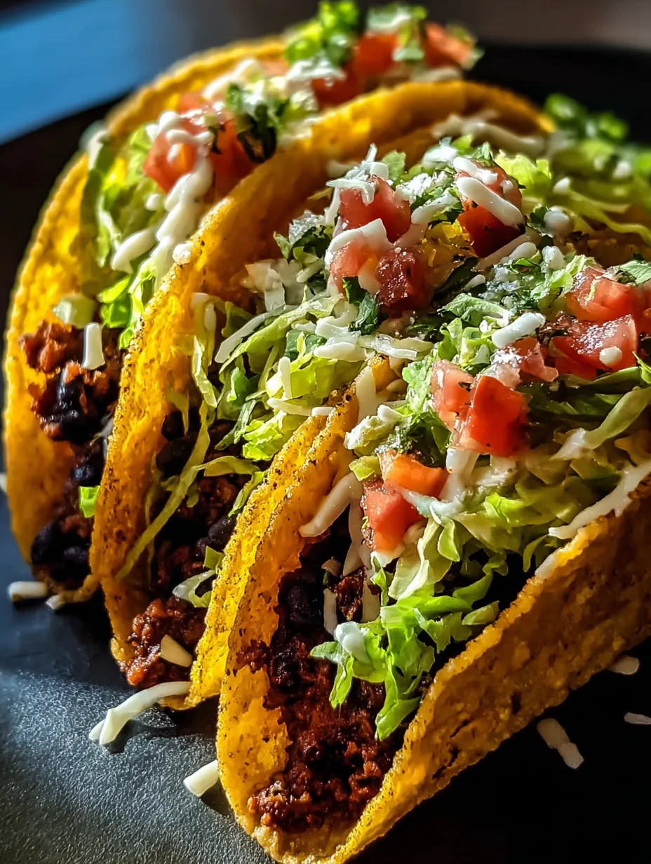 Deux tacos avec salade verte et dés de tomate sur une assiette.