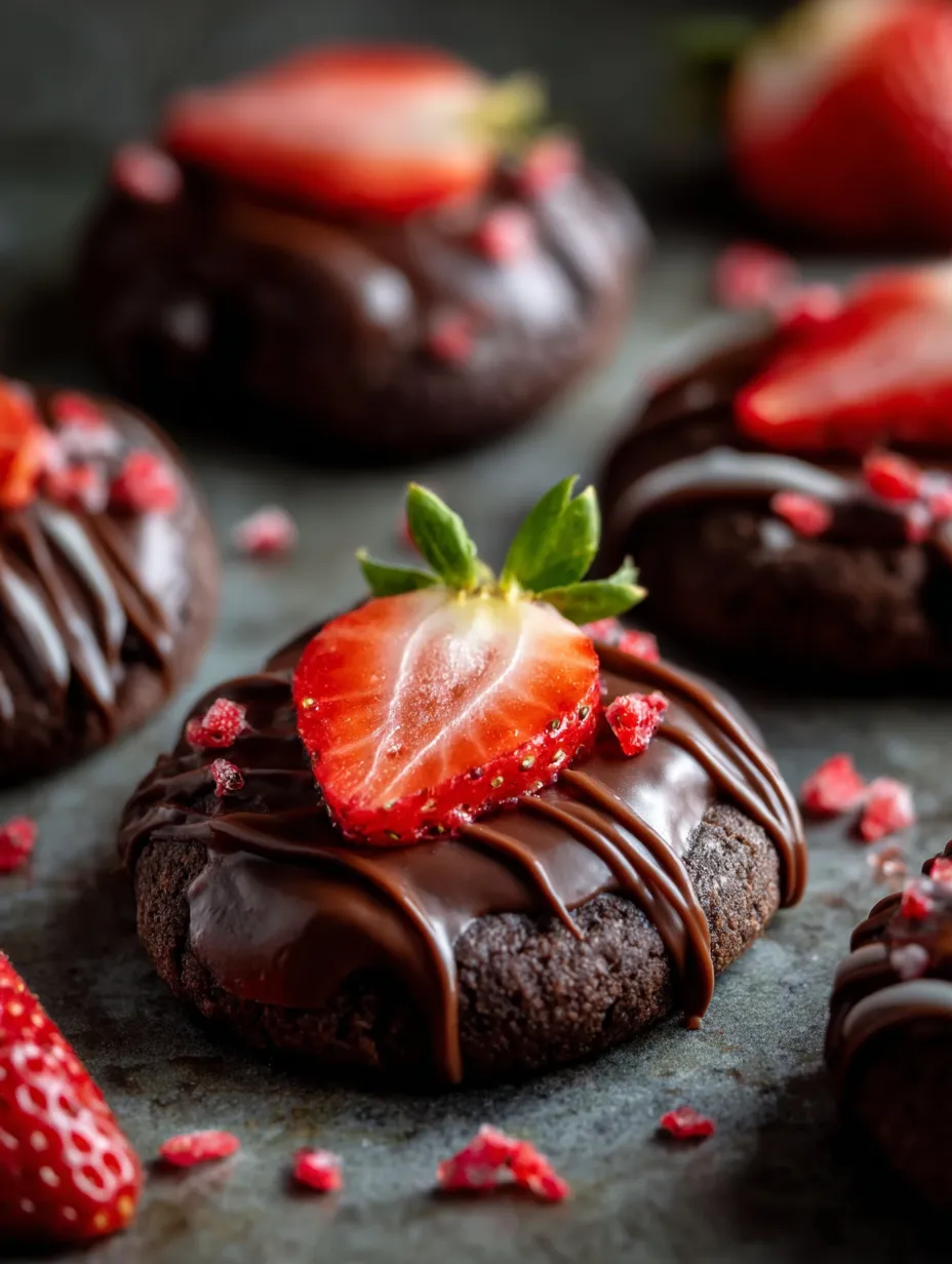 Un gâteau choco-fraise posé sur une tablette de chocolat noir.