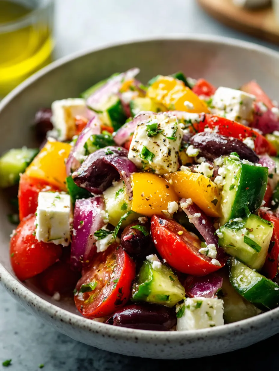Grande salade colorée, mélange de tomates, courgettes, poivrons, oignon et avocat.