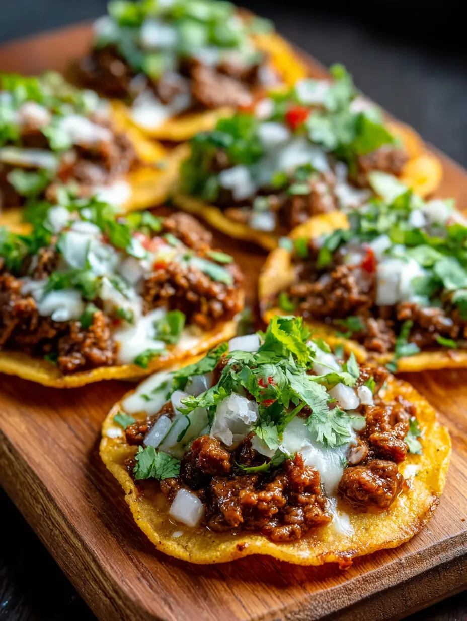 Une tortilla garnie de chips et de viande de bœuf.