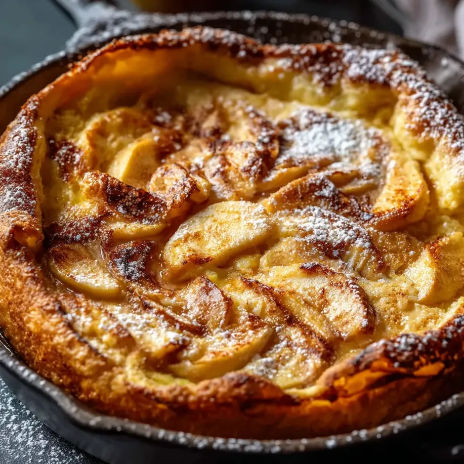 Un gâteau rond avec une couche dorée de pommes et de sucre dessus.