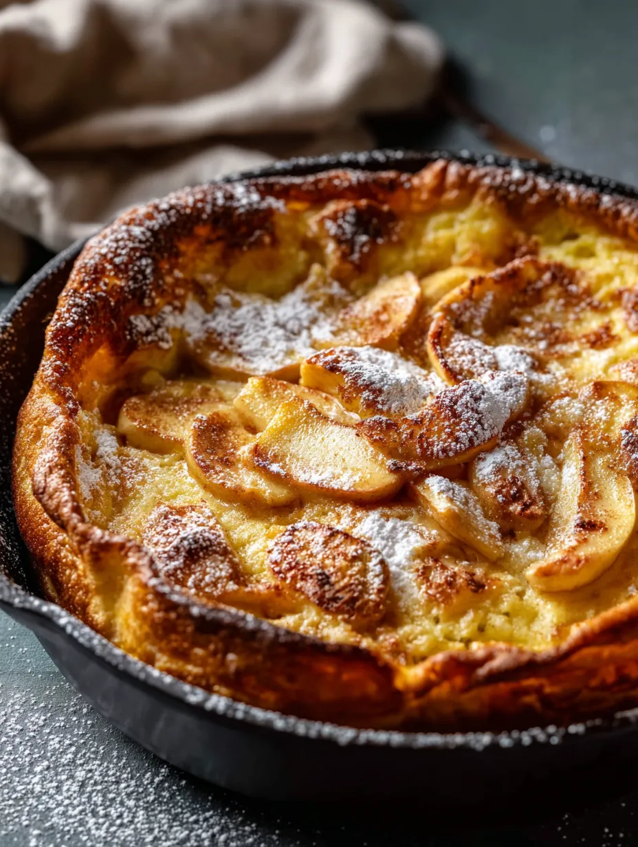 Un gâteau avec des morceaux de pomme et du sucre sur une assiette.