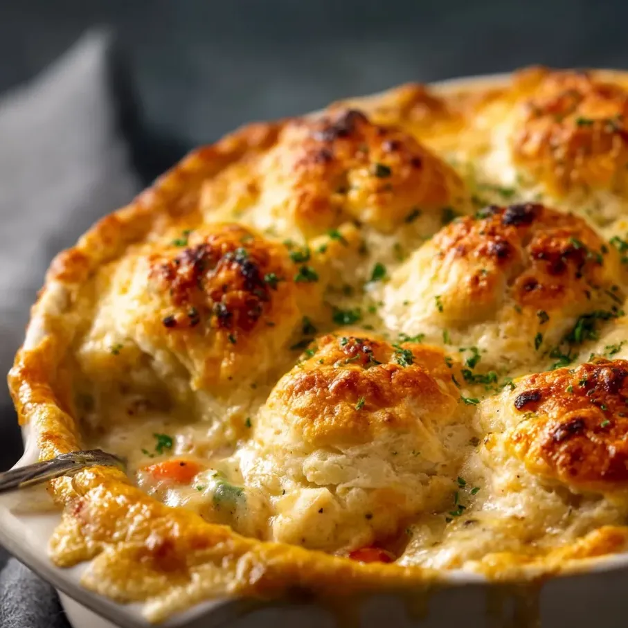Dans une assiette blanche, un gratin avec du fromage, des oignons et des carottes qui sort du four.