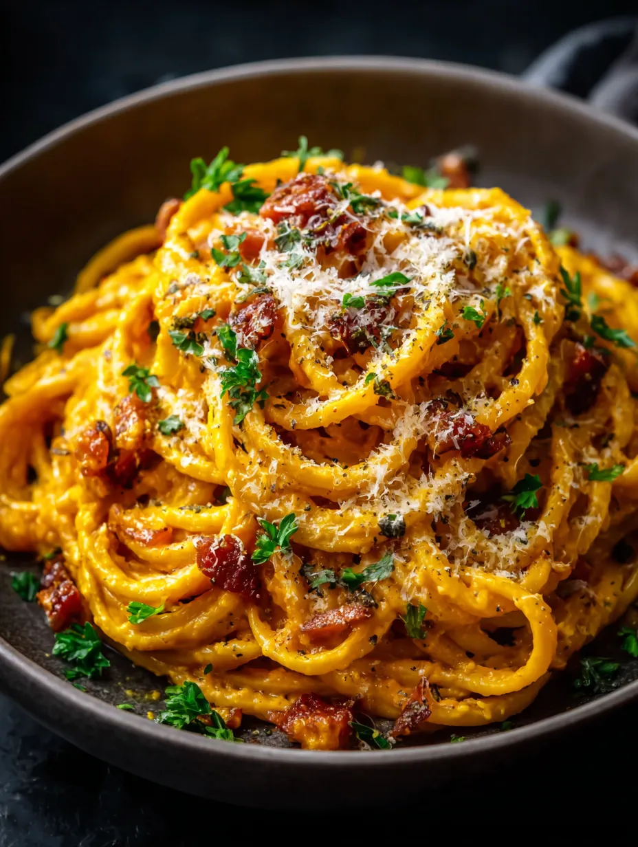 Un bol de pâtes avec lardons.