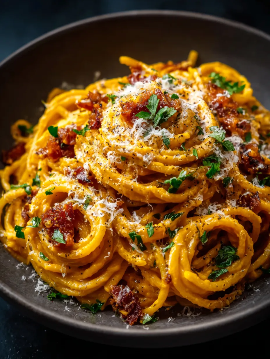 Un bol de pâtes, lardons et parmesan.