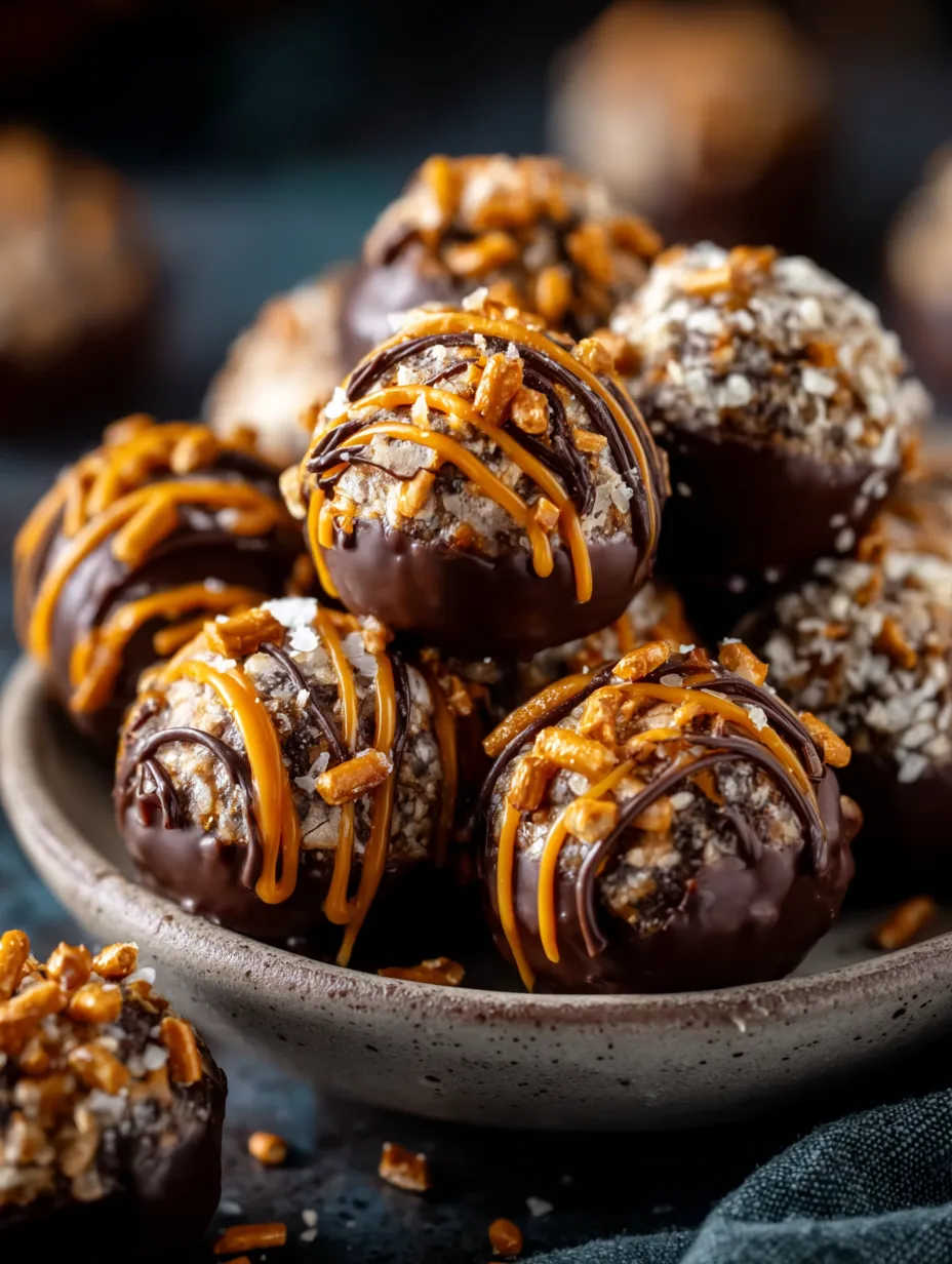 Un grand faitout rempli de boules au chocolat décorées de noix et de sucre coloré.