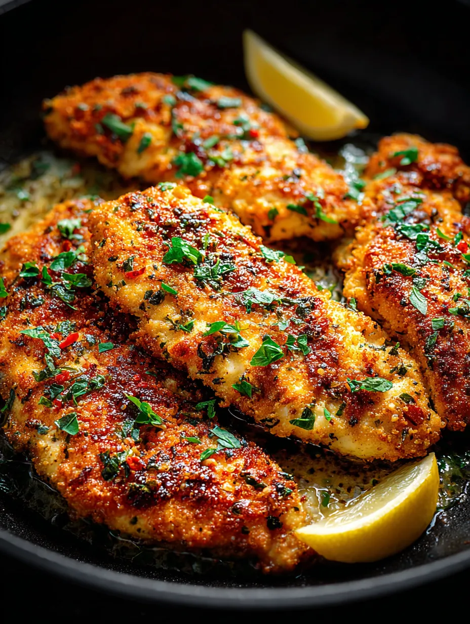 Un bol de blancs de poulet grillés, avec persil et citron par-dessus.