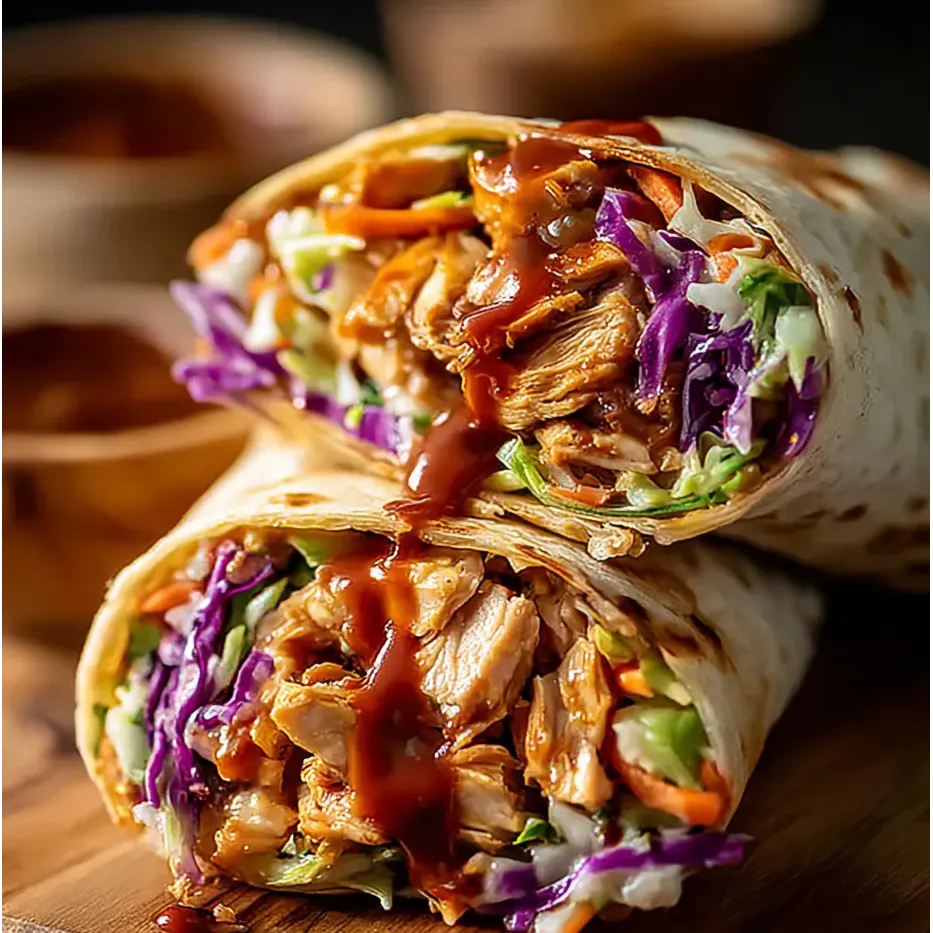 Un sandwich plein de sauce posé sur une planche en bois.
